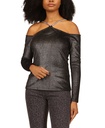 Blusa con cadena de terciopelo metálico