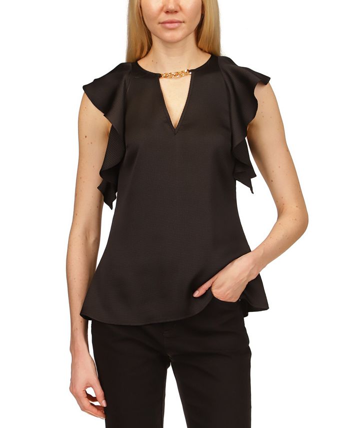 Blusa de satén con volantes y cadena