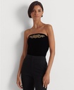 Blusa  strapless de terciopelo