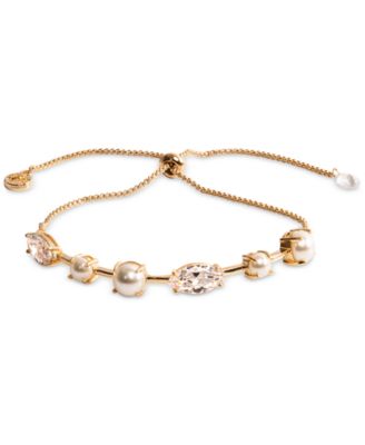 Pulsera deslizante de cristal y perlas