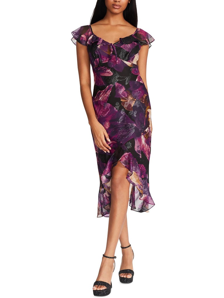 Vestido midi con estampado metalico