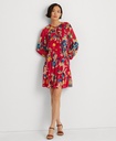 Vestido de georgette arrugado floral