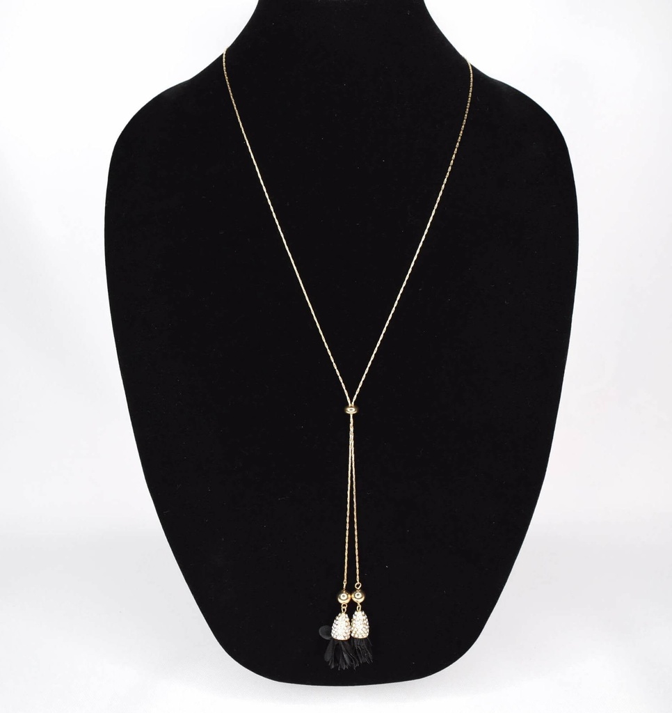 Collar con flores de tela Lariat