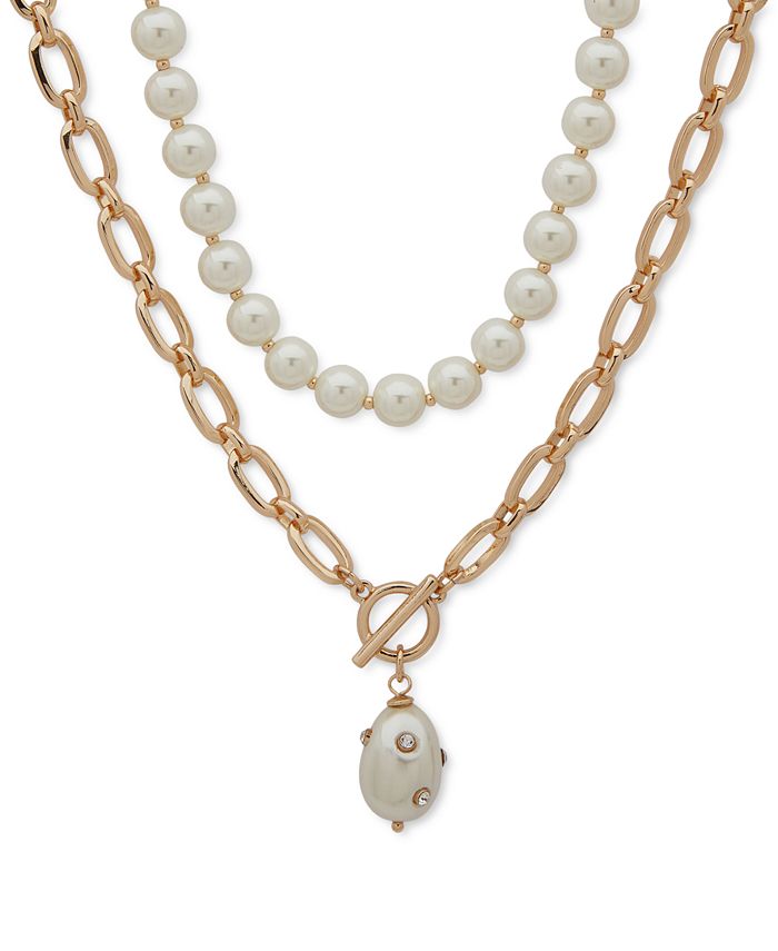 Collar en capas con cuentas de perlas