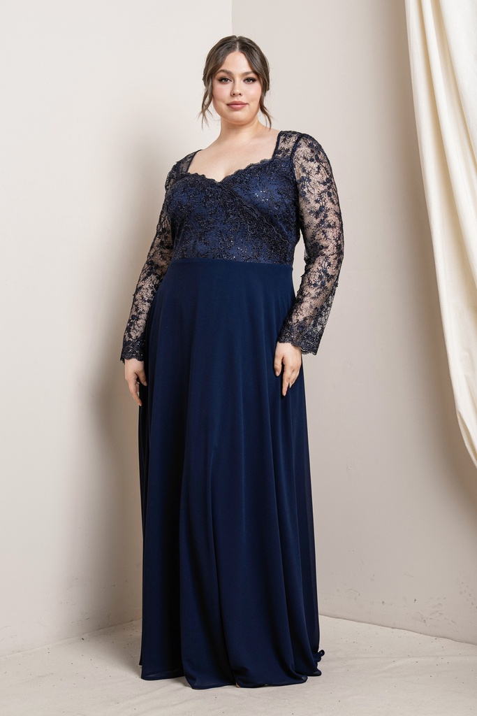 Vestido formal con mangas de encaje 