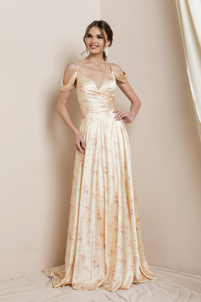 Vestido largo de satén  estampado