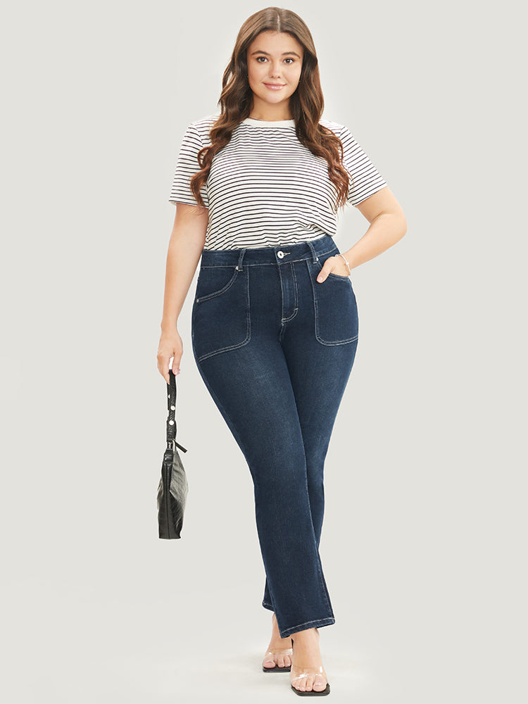 Jeans rectos con bolsas de parche 