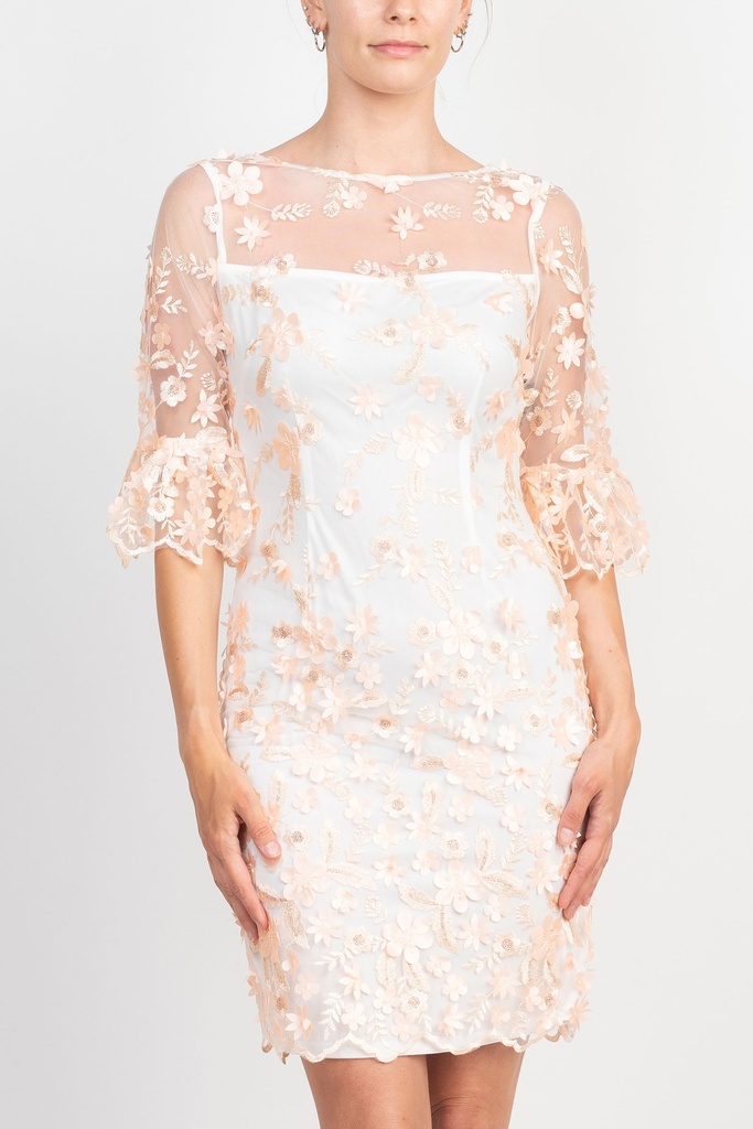 Vestido ilusión de mangas 3/4