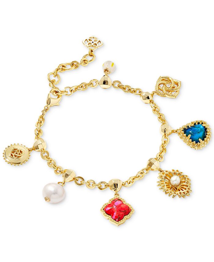 Pulsera con dijes de piedras chapadas
