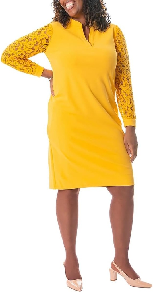 Vestido tubo con mangas de encaje