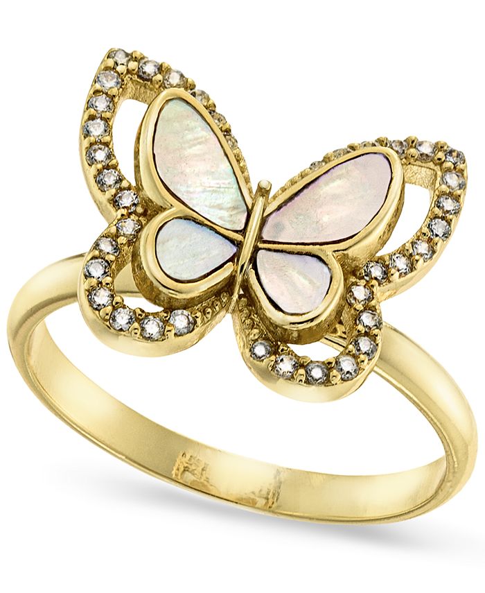 Anillo de mariposa con pavé
