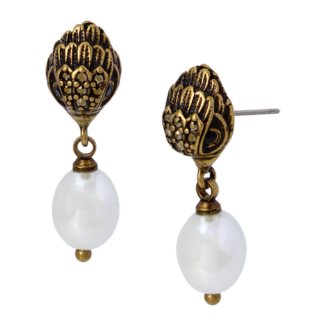 Aretes con cabeza de águila y perla