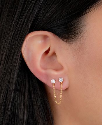 Aretes de cadena con doble perforación