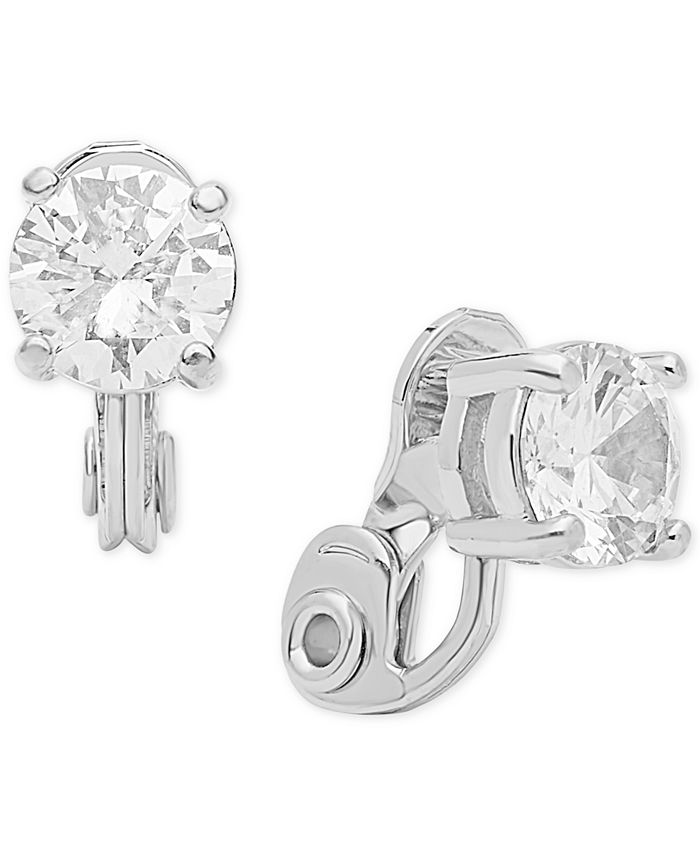 Aretes de clip con solitario de cristal