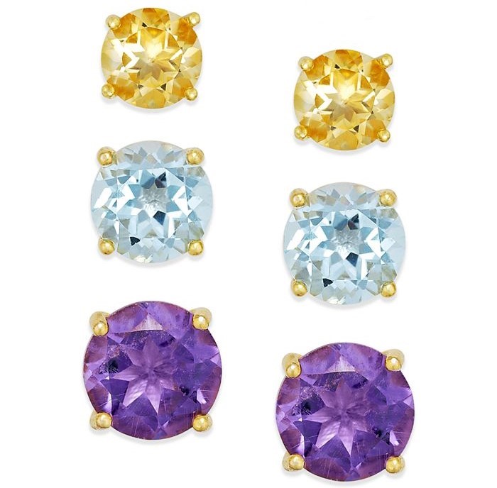 Aretes con piedras en oro de 18 k