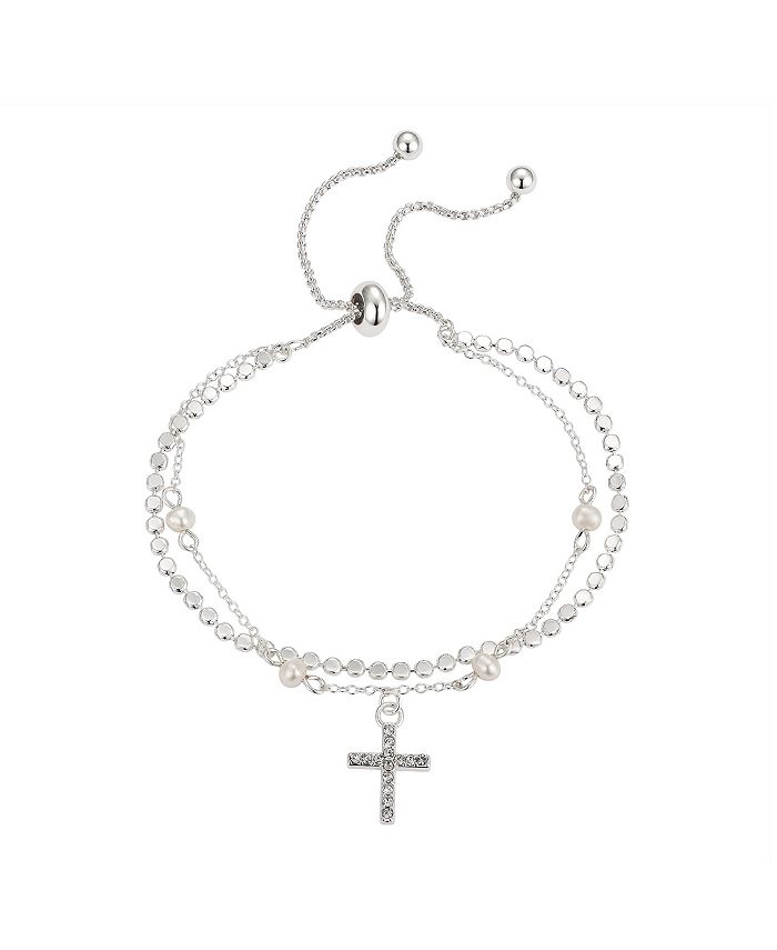 Pulsera Bolo de doble hebra con cruz