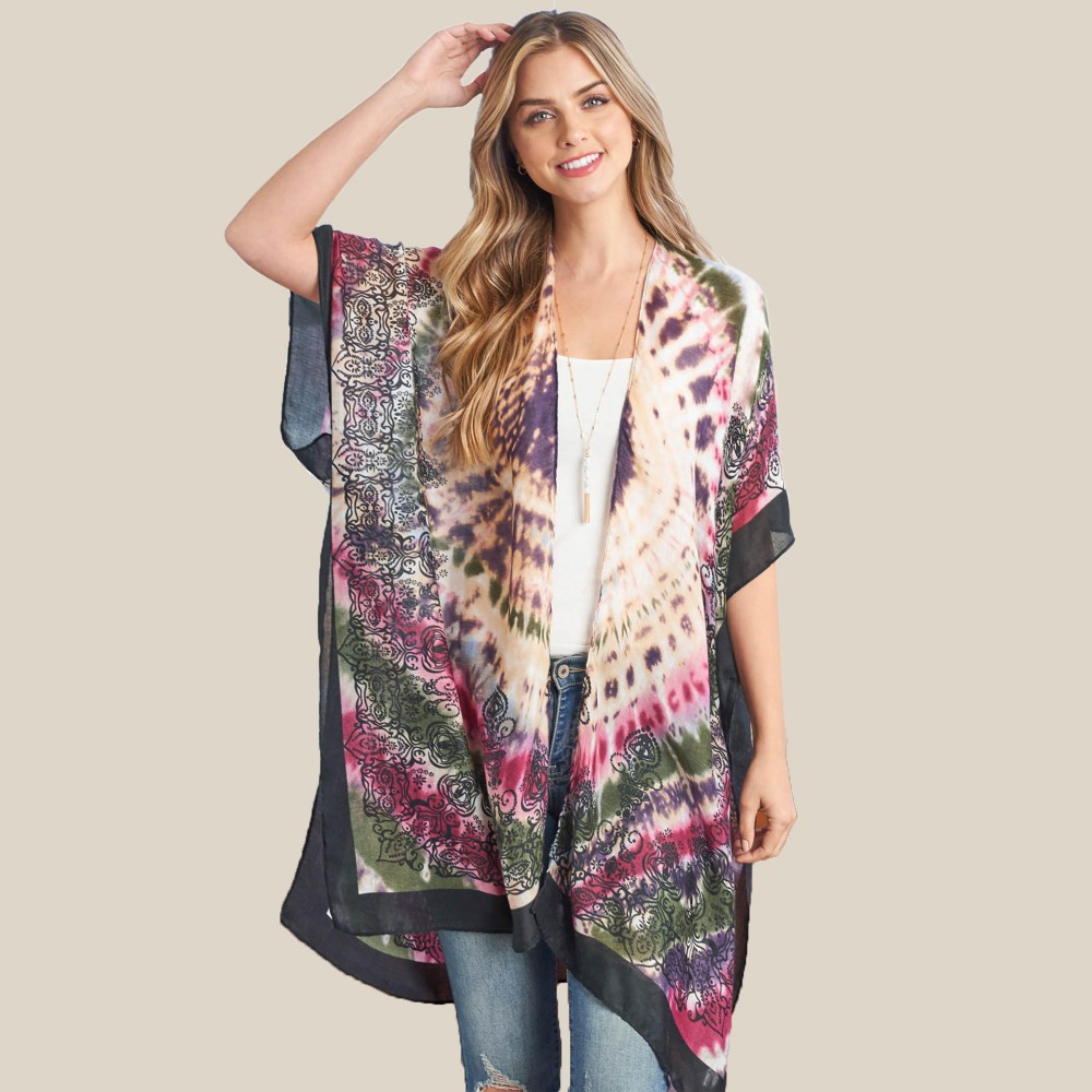 Kimono con estampado damasco -2 en 1