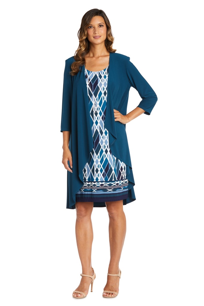 Vestido corto estampado con chaqueta 