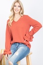 Blusa con escote en V,  100% algodón