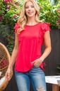 Blusa con volantes en capas coral