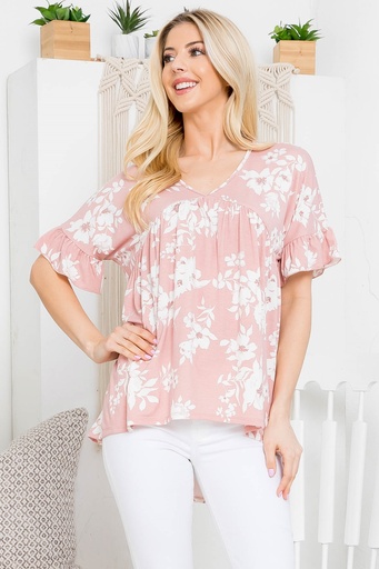 Blusa floral hi-low