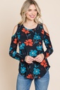 Blusa floral cold shoulder