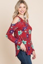 Blusa floral cold shoulder Burgundy