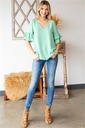 Blusa con mangas flutter, Sage