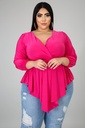 Blusa manga larga con dobladillo en V