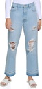 Jeans rectos con dobladillo rasgado