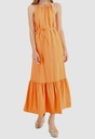 Vestido maxi halter escalonado