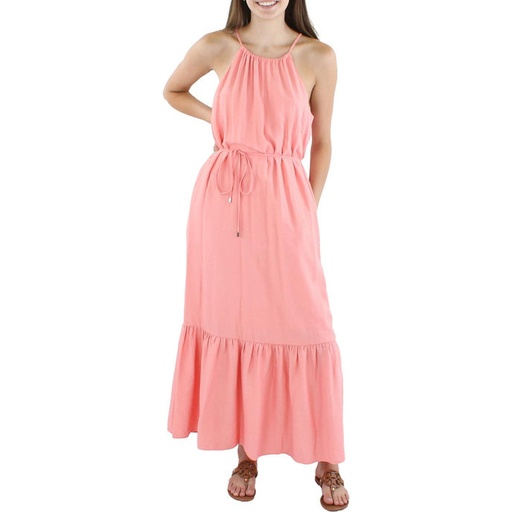 Vestido maxi halter escalonado