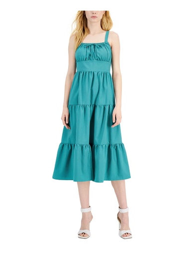vestido midi a rayas escalonado