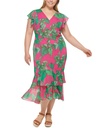 Vestido midi con orquídeas Island