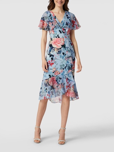 Vestido midi floral traslapado