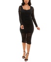 Vestido midi fruncido de gasa