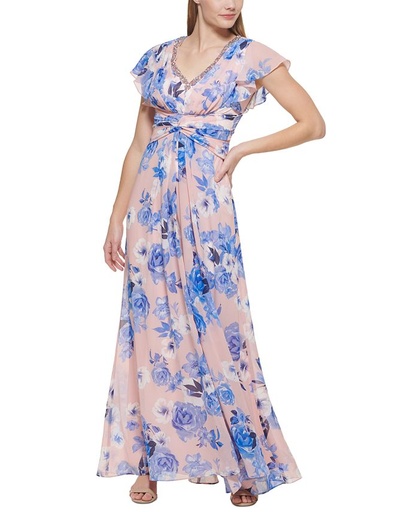 Vestido maxi con mangas onduladas