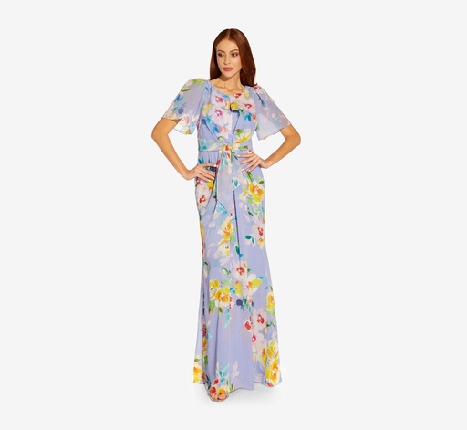 [1220602] Vestido floral con lazo al frente