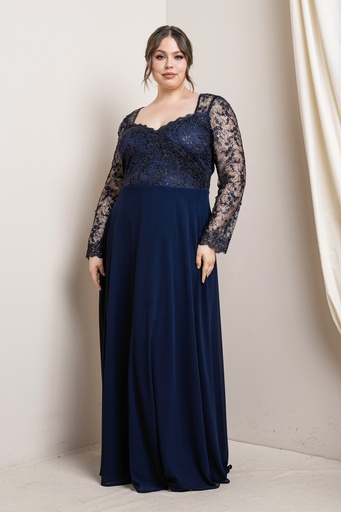Vestido formal con mangas de encaje 