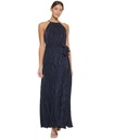 Vestido halter plisado con ribetes