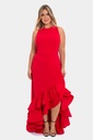Vestido de crepé con volantes