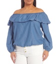 Blusa denim con hombros descubiertos