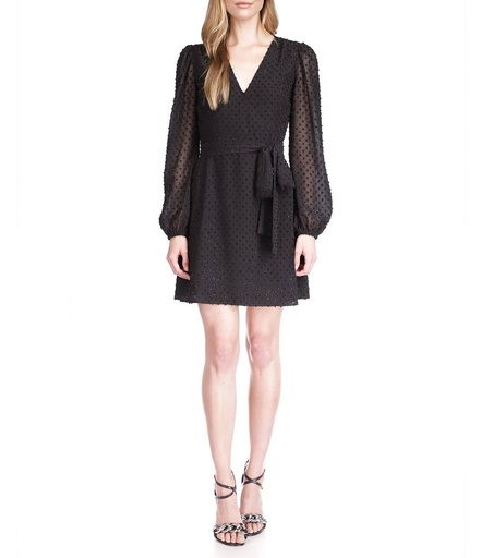 Vestido cruzado con lunares metalicos