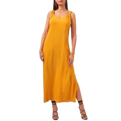 Vestido maxi con tirantes fruncidos