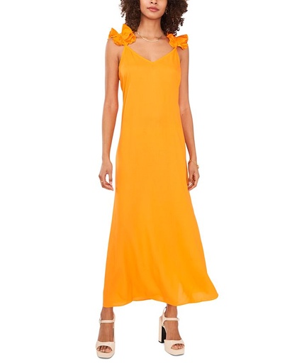 Vestido con hombros con volantes