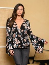 Blusa floral de mangas acampanadas 