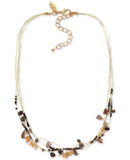 [1410131] Collar a capas de lazo y cuentas