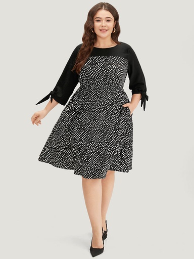 Vestido estampado con nudos en los puños