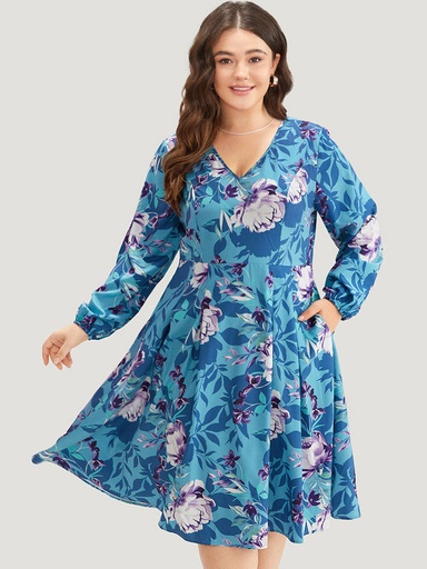 Vestido plisado con estampado floral 