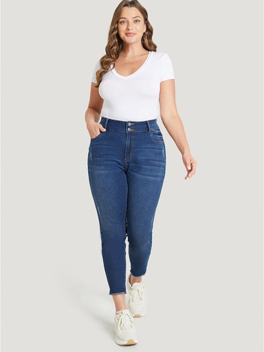 Jeans elásticos con detalle desgastado